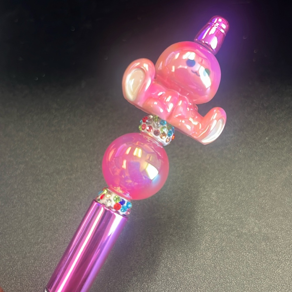 Pink Octopus Pen with Beaded Accents and Ink Refills Handmade Acrylic - Picture 1 of 7